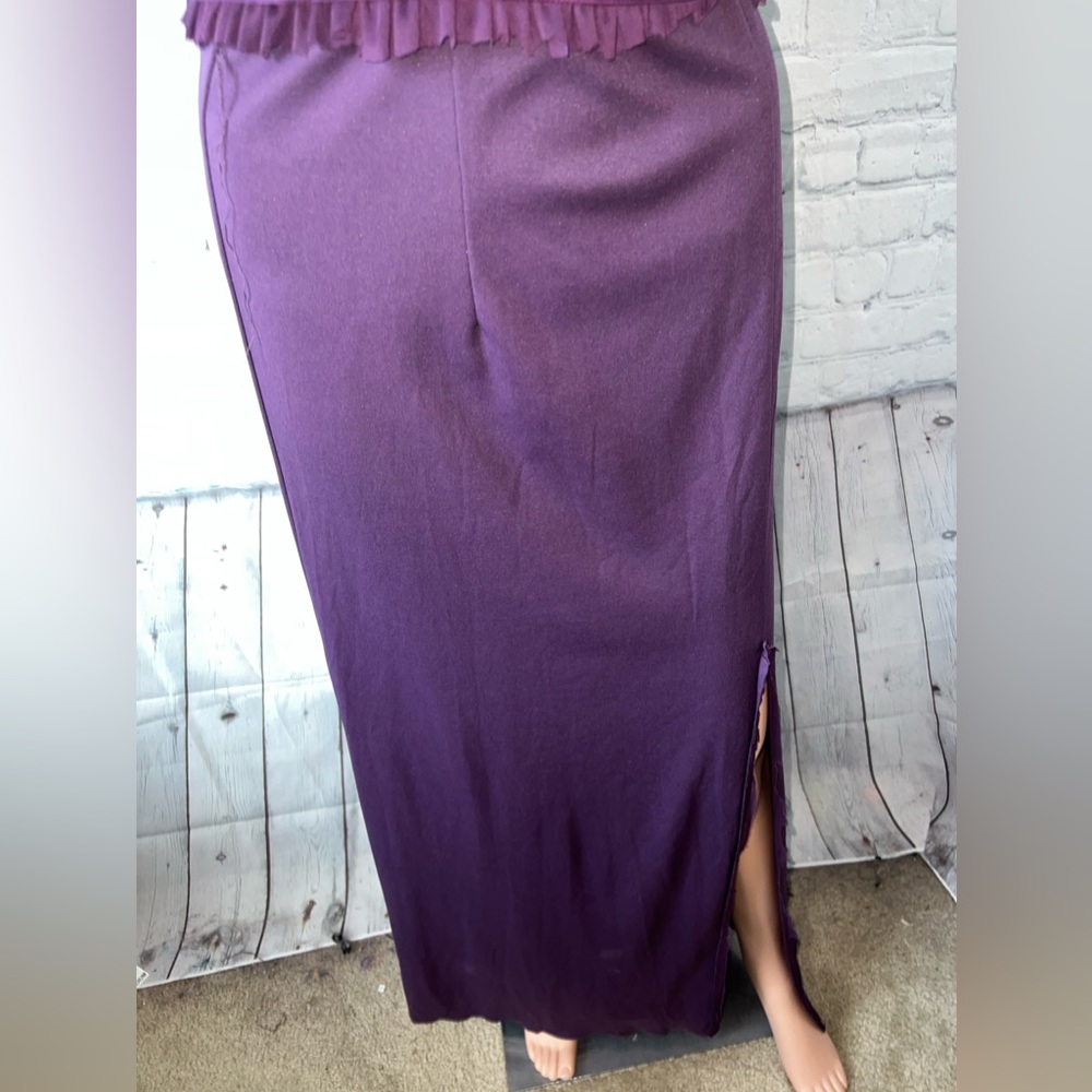 David’s Bridal Dark Purple Floral polyester long formal dress size 0 - Picture 3 of 16